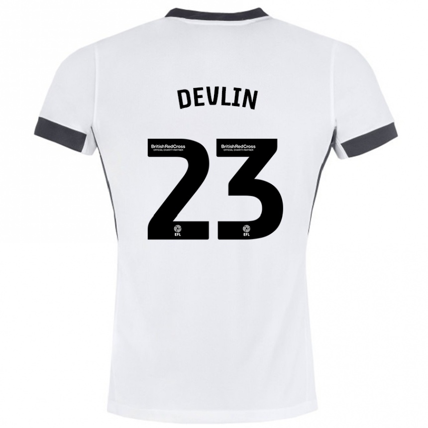 Niño Fútbol Camiseta Charlotte Devlin #23 Blanco Negro 2ª Equipación 2024/25 Perú