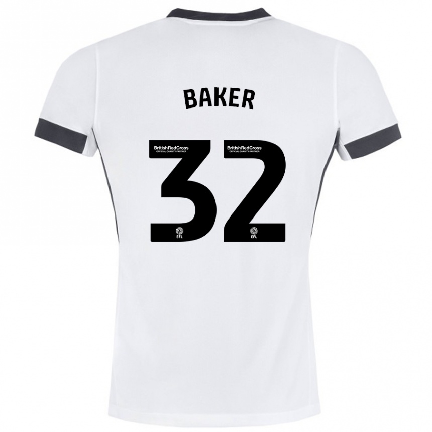 Niño Fútbol Camiseta Ava Baker #32 Blanco Negro 2ª Equipación 2024/25 Perú