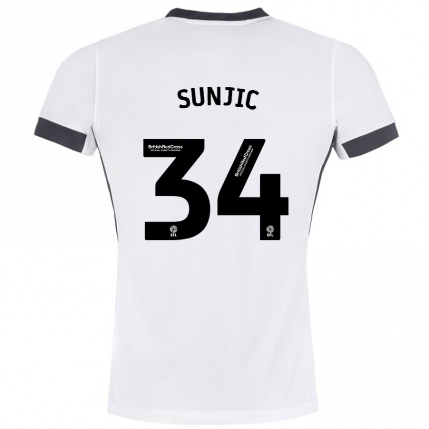 Niño Fútbol Camiseta Ivan Sunjic #34 Blanco Negro 2ª Equipación 2024/25 Perú