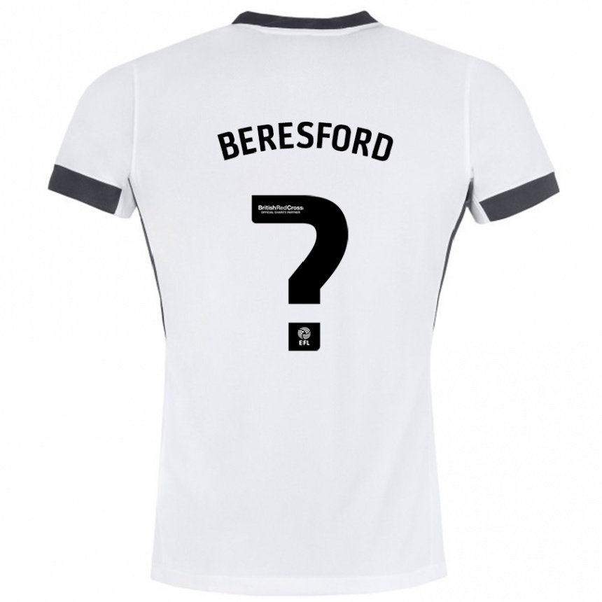 Niño Fútbol Camiseta Ben Beresford #0 Blanco Negro 2ª Equipación 2024/25 Perú