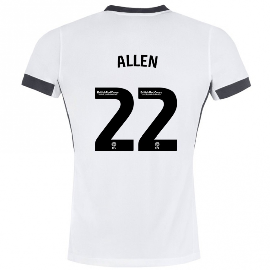 Niño Fútbol Camiseta Remi Allen #22 Blanco Negro 2ª Equipación 2024/25 Perú