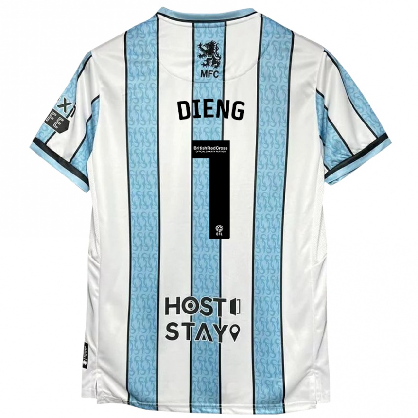 Niño Fútbol Camiseta Seny Dieng #1 Blanco Azul 2ª Equipación 2024/25 Perú