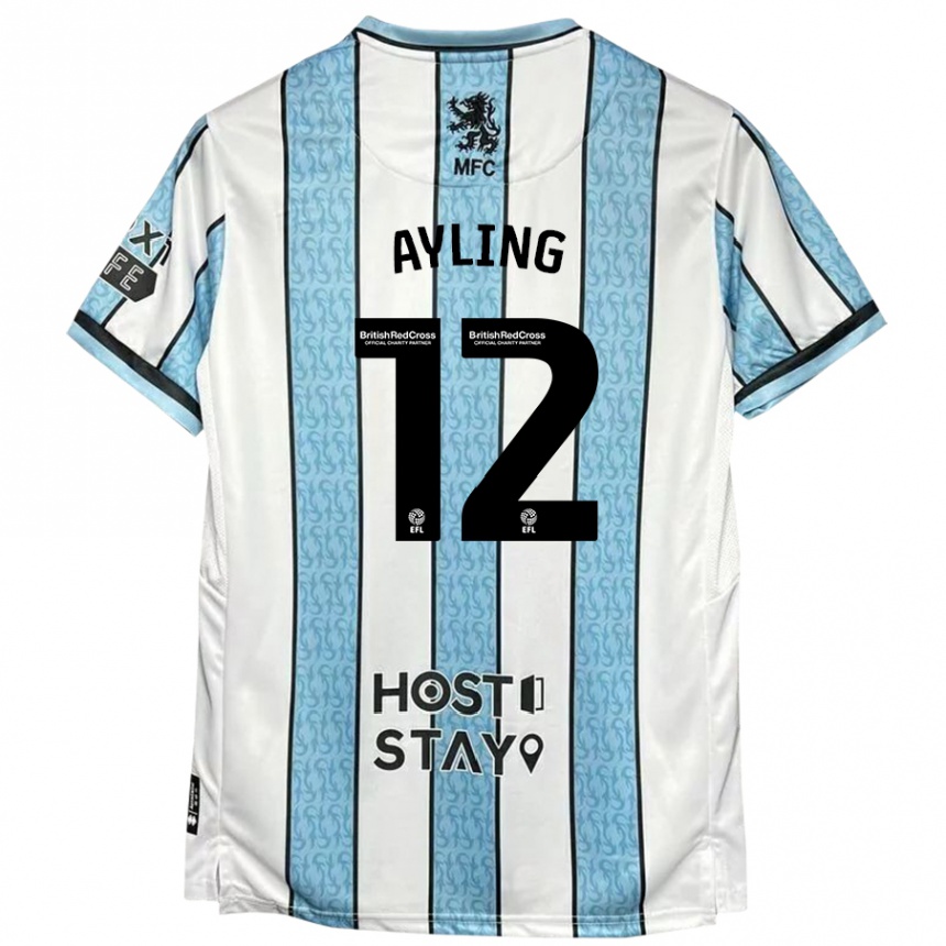 Niño Fútbol Camiseta Luke Ayling #12 Blanco Azul 2ª Equipación 2024/25 Perú