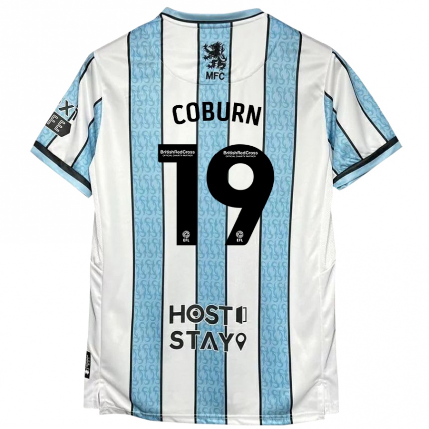 Niño Fútbol Camiseta Josh Coburn #19 Blanco Azul 2ª Equipación 2024/25 Perú