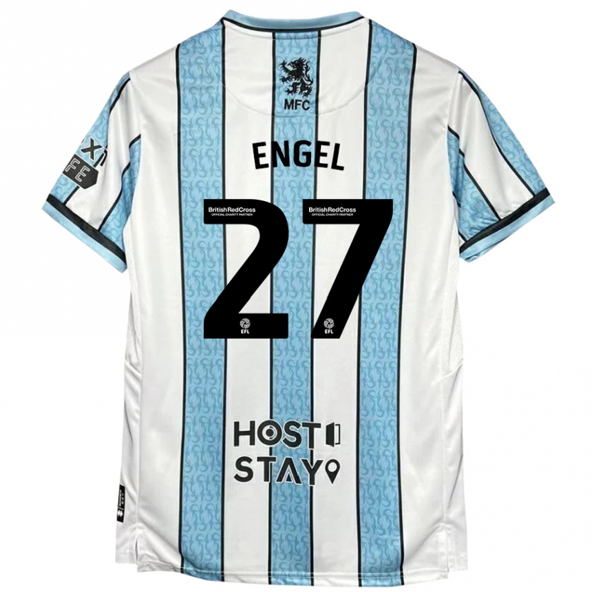 Niño Fútbol Camiseta Lukas Engel #27 Blanco Azul 2ª Equipación 2024/25 Perú