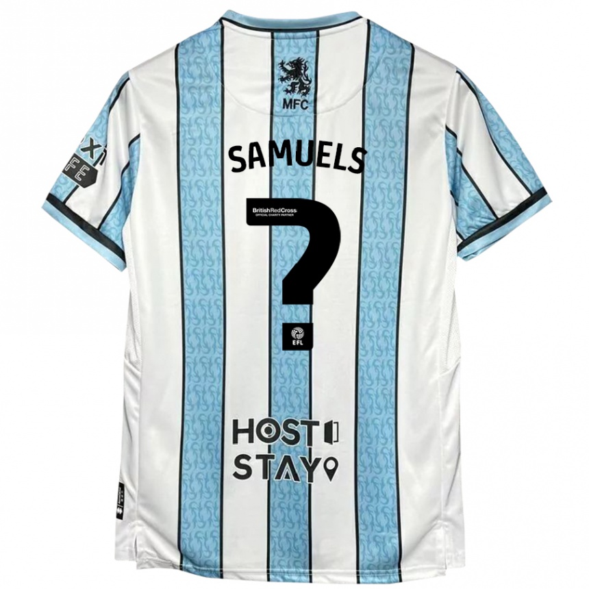 Niño Fútbol Camiseta Oliver Samuels #0 Blanco Azul 2ª Equipación 2024/25 Perú