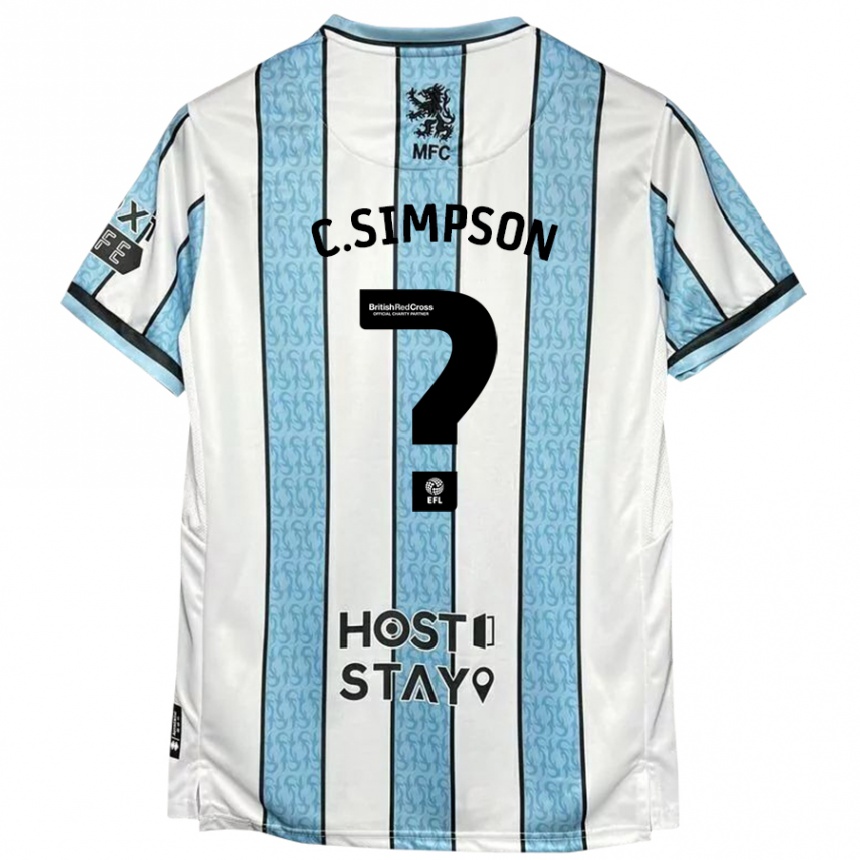 Niño Fútbol Camiseta Cameron Simpson #0 Blanco Azul 2ª Equipación 2024/25 Perú