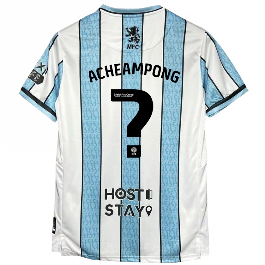 Niño Fútbol Camiseta Prince Acheampong #0 Blanco Azul 2ª Equipación 2024/25 Perú