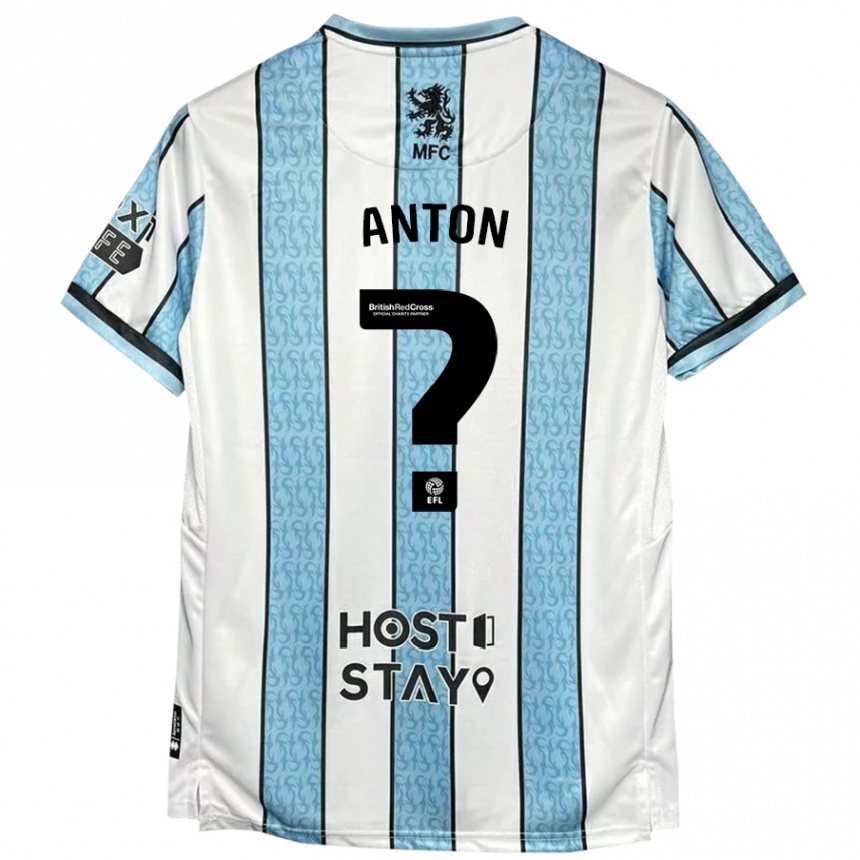 Niño Fútbol Camiseta Anton Palmer #0 Blanco Azul 2ª Equipación 2024/25 Perú