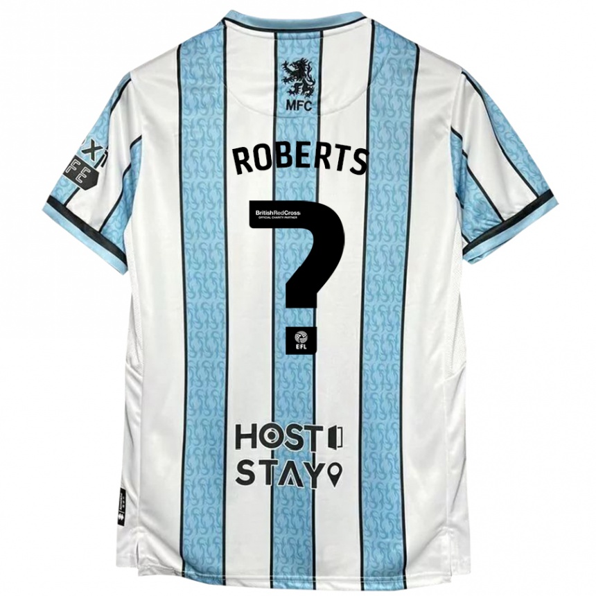 Niño Fútbol Camiseta Joe Roberts #0 Blanco Azul 2ª Equipación 2024/25 Perú