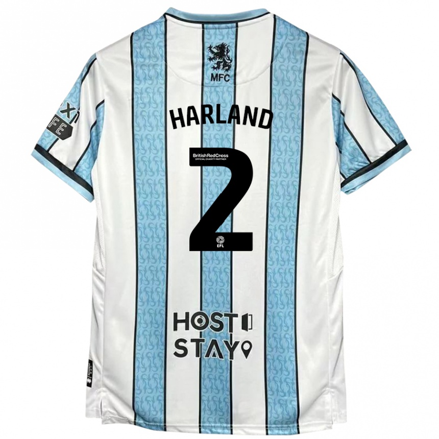 Niño Fútbol Camiseta Jane Harland #2 Blanco Azul 2ª Equipación 2024/25 Perú