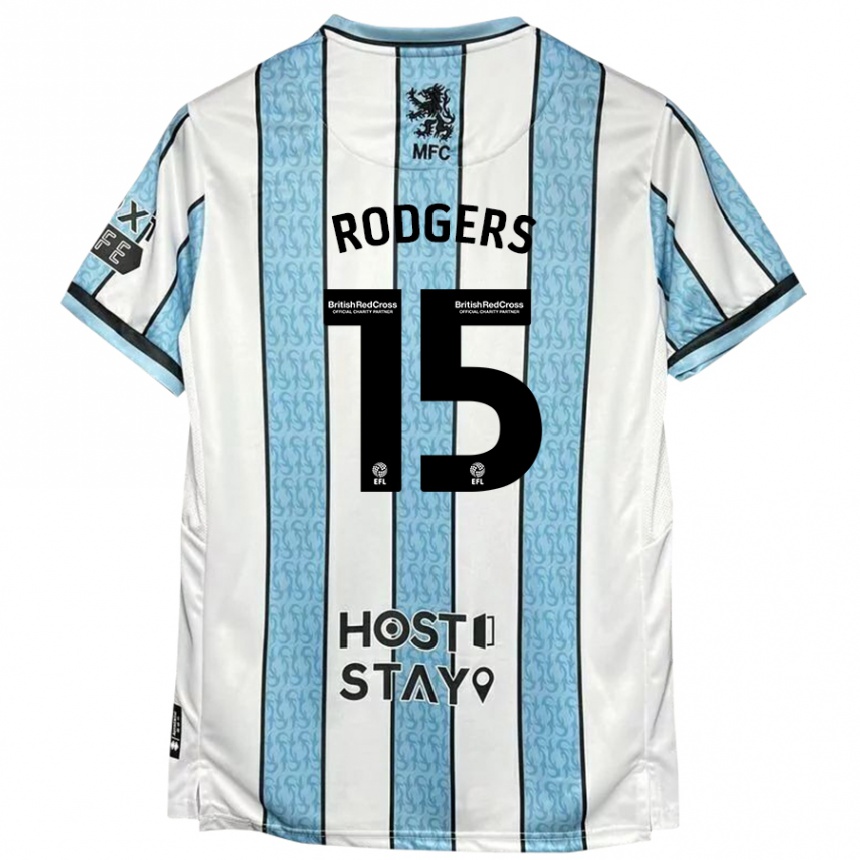 Niño Fútbol Camiseta Amber Rodgers #15 Blanco Azul 2ª Equipación 2024/25 Perú