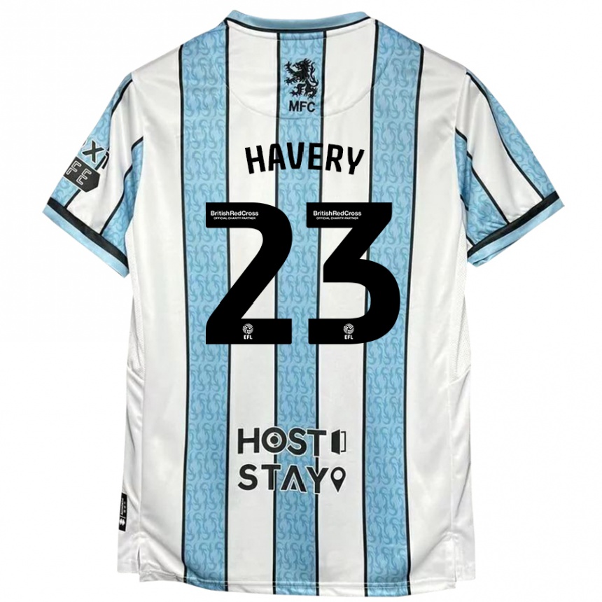 Niño Fútbol Camiseta Nicole Havery #23 Blanco Azul 2ª Equipación 2024/25 Perú