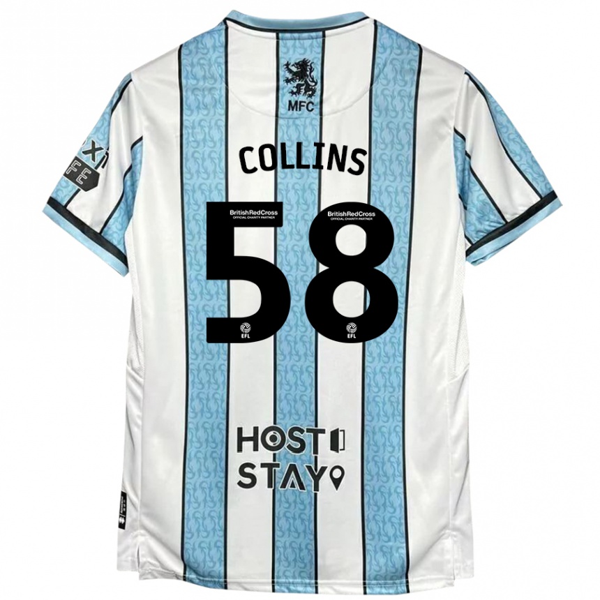 Niño Fútbol Camiseta Sam Collins #58 Blanco Azul 2ª Equipación 2024/25 Perú