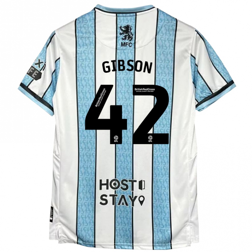 Niño Fútbol Camiseta Joseph Gibson #42 Blanco Azul 2ª Equipación 2024/25 Perú