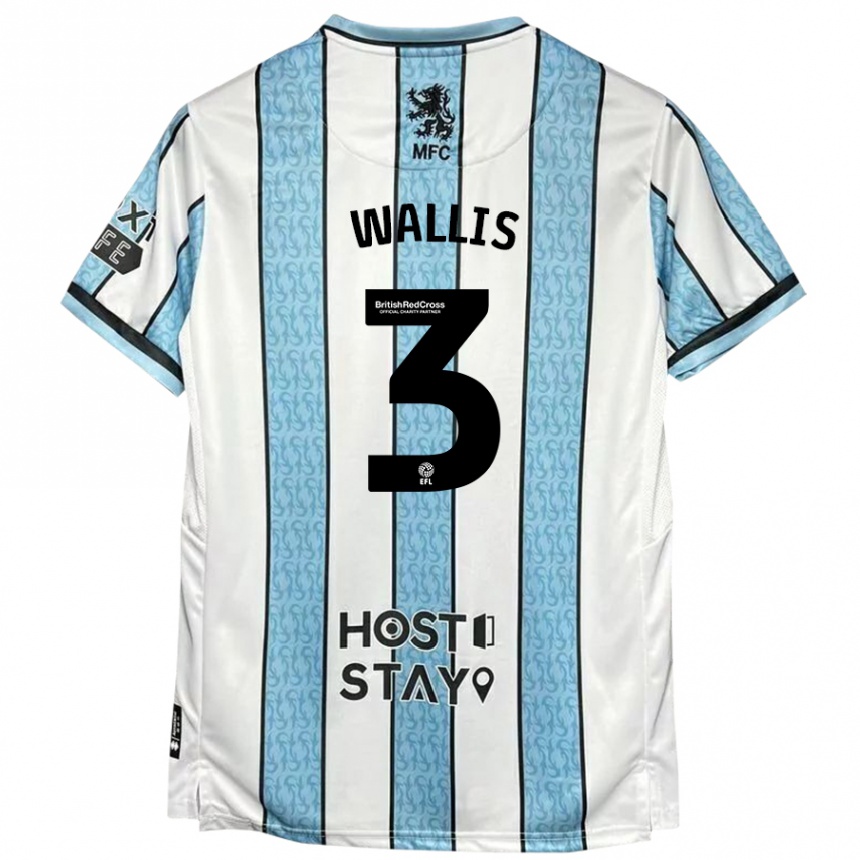 Niño Fútbol Camiseta Emma Wallis #3 Blanco Azul 2ª Equipación 2024/25 Perú