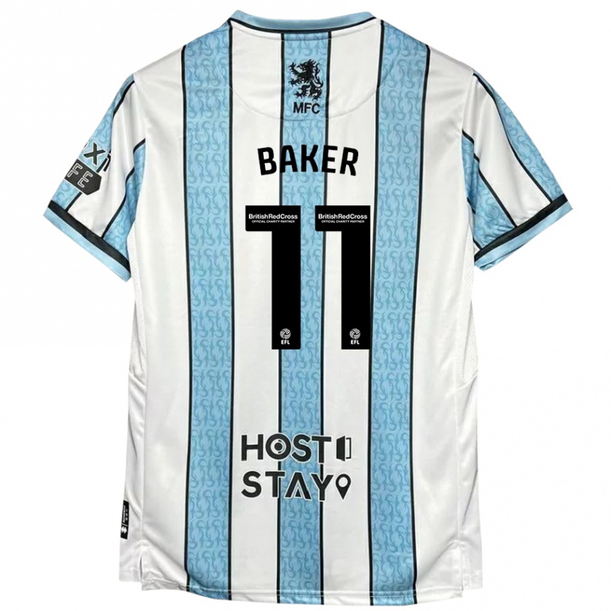 Niño Fútbol Camiseta Ella Baker #11 Blanco Azul 2ª Equipación 2024/25 Perú