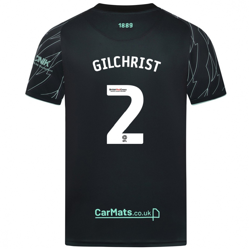 Niño Fútbol Camiseta Alfie Gilchrist #2 Negro Verde 2ª Equipación 2024/25 Perú