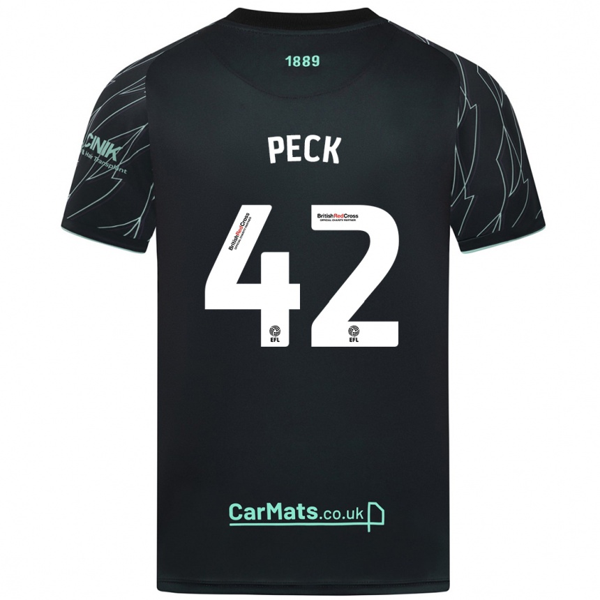 Niño Fútbol Camiseta Sydie Peck #42 Negro Verde 2ª Equipación 2024/25 Perú