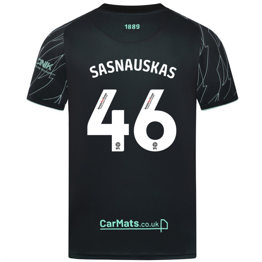 Niño Fútbol Camiseta Dovydas Sasnauskas #46 Negro Verde 2ª Equipación 2024/25 Perú