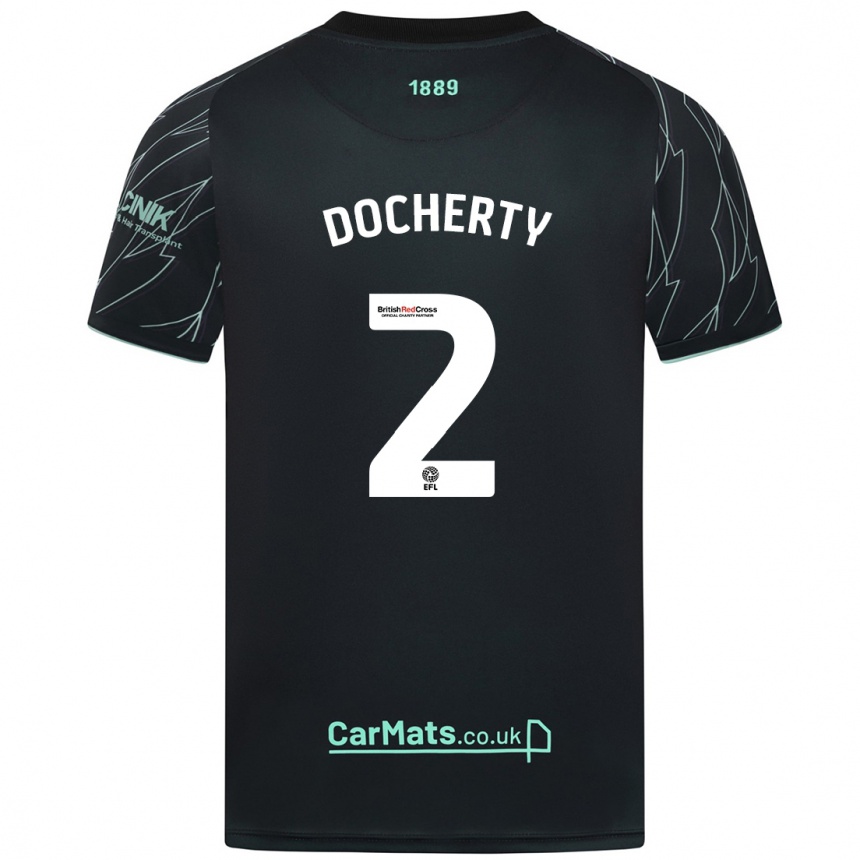 Niño Fútbol Camiseta Charley Docherty #2 Negro Verde 2ª Equipación 2024/25 Perú