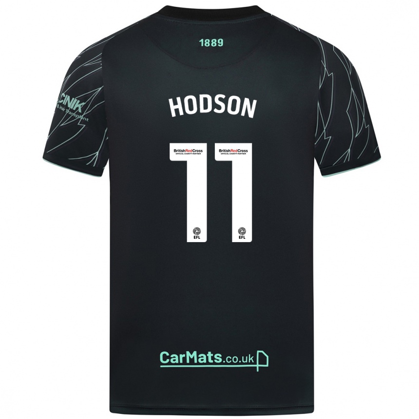 Niño Fútbol Camiseta Ashley Hodson #11 Negro Verde 2ª Equipación 2024/25 Perú