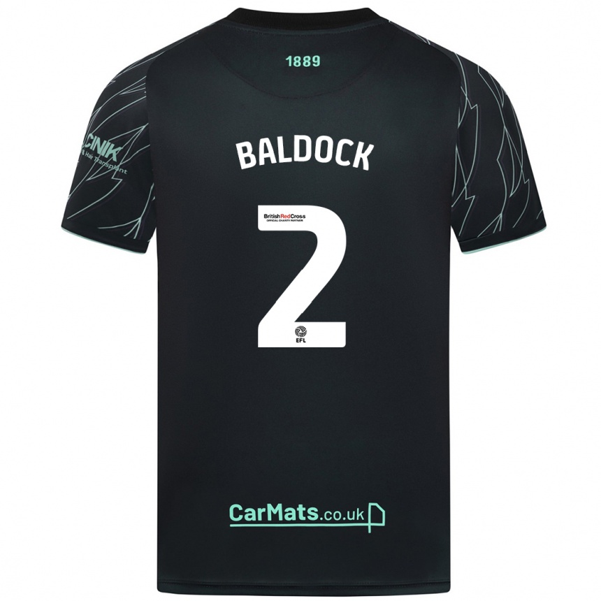 Niño Fútbol Camiseta George Baldock #2 Negro Verde 2ª Equipación 2024/25 Perú