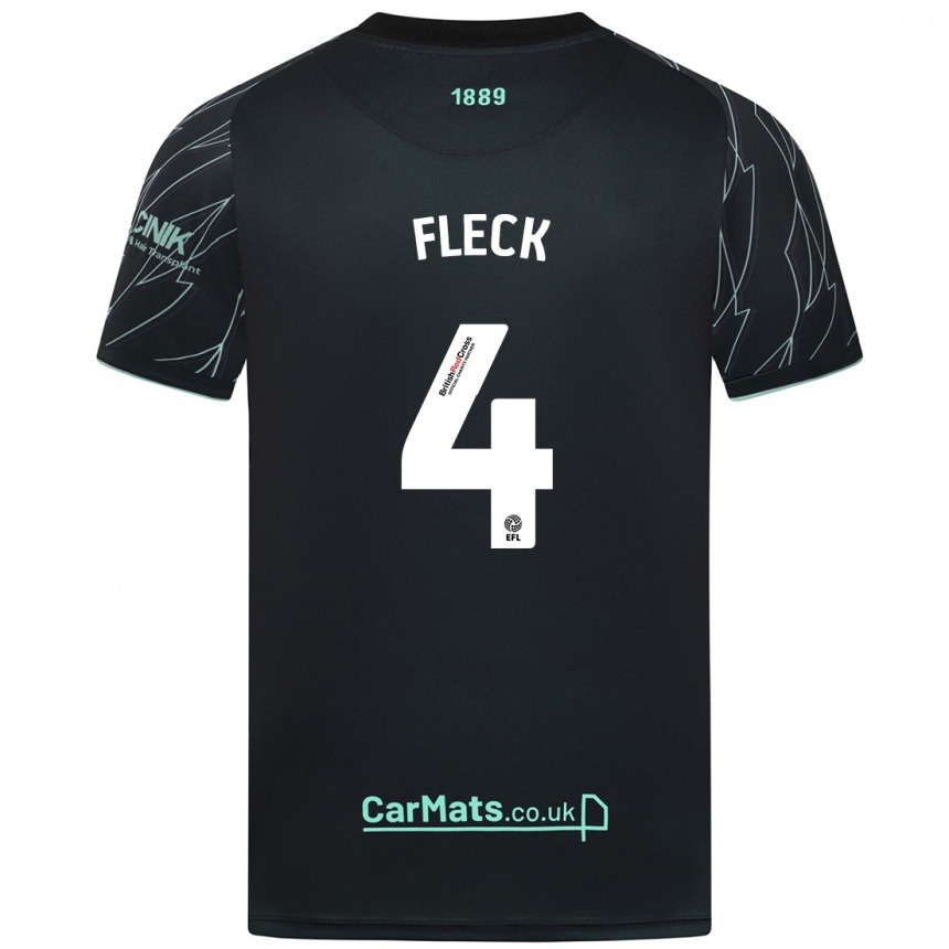 Niño Fútbol Camiseta John Fleck #4 Negro Verde 2ª Equipación 2024/25 Perú