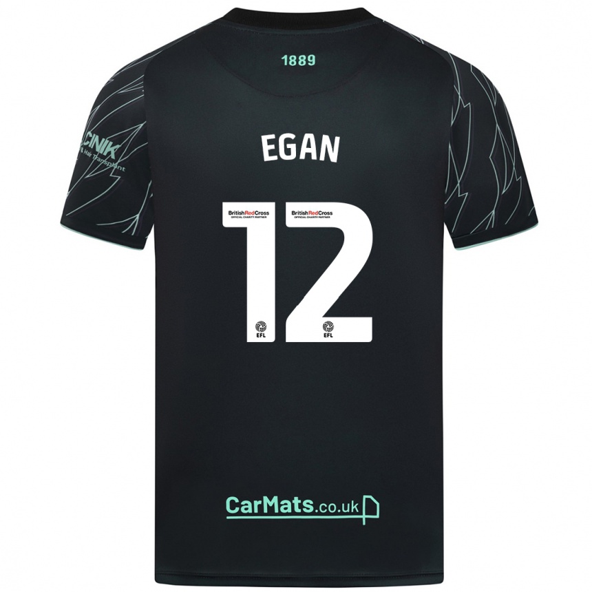 Niño Fútbol Camiseta John Egan #12 Negro Verde 2ª Equipación 2024/25 Perú