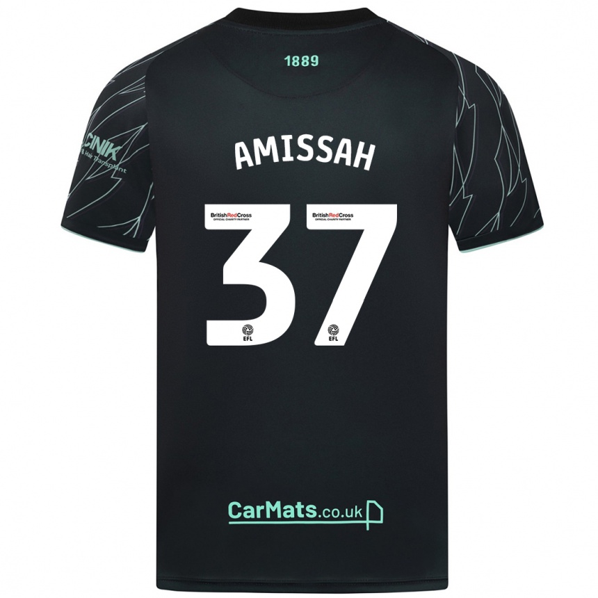 Niño Fútbol Camiseta Jordan Amissah #37 Negro Verde 2ª Equipación 2024/25 Perú