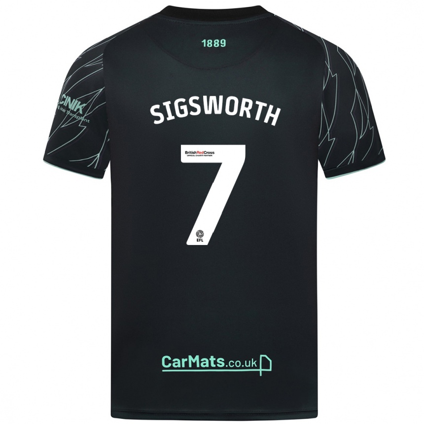 Niño Fútbol Camiseta Jess Sigsworth #7 Negro Verde 2ª Equipación 2024/25 Perú