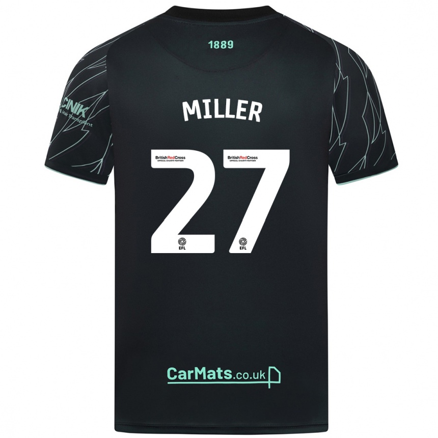 Niño Fútbol Camiseta Lara Miller #27 Negro Verde 2ª Equipación 2024/25 Perú