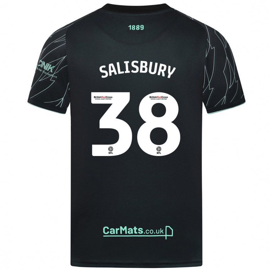 Niño Fútbol Camiseta Chloe Salisbury #38 Negro Verde 2ª Equipación 2024/25 Perú