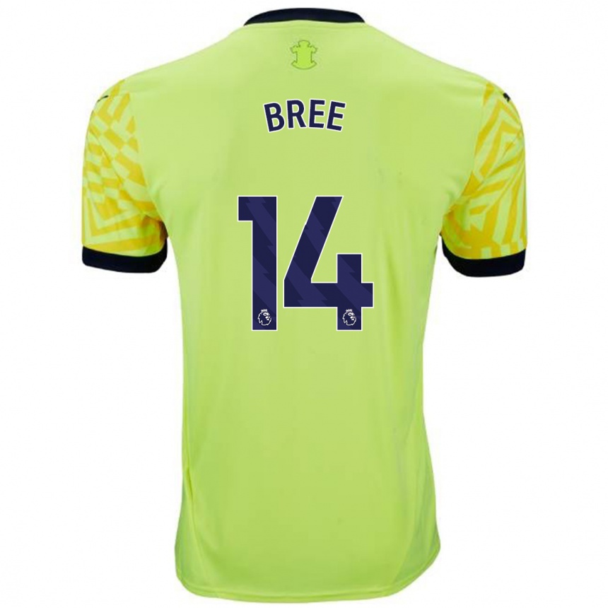 Niño Fútbol Camiseta James Bree #14 Amarillo 2ª Equipación 2024/25 Perú