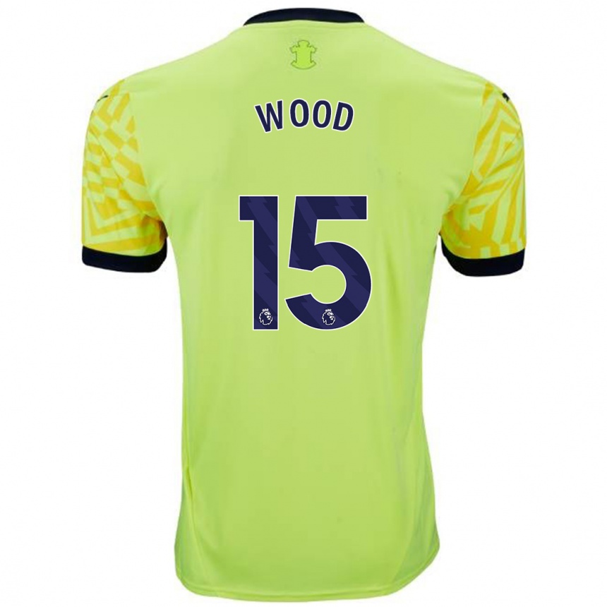 Niño Fútbol Camiseta Nathan Wood #15 Amarillo 2ª Equipación 2024/25 Perú