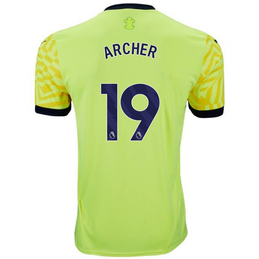 Niño Fútbol Camiseta Cameron Archer #19 Amarillo 2ª Equipación 2024/25 Perú