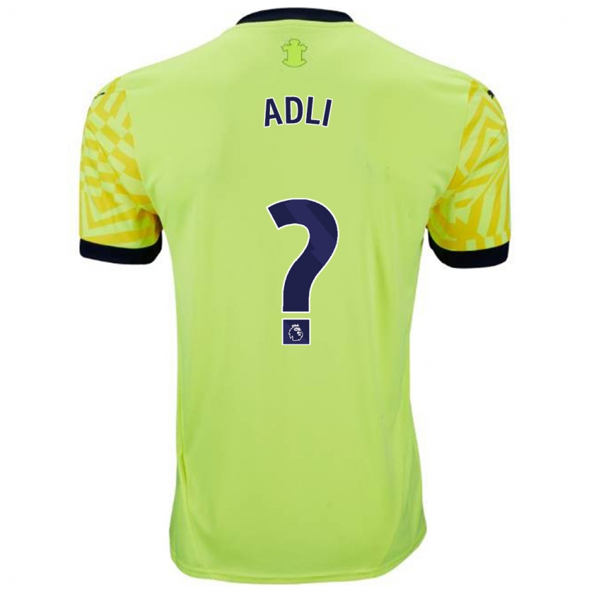 Niño Fútbol Camiseta Mohamed Adli #0 Amarillo 2ª Equipación 2024/25 Perú