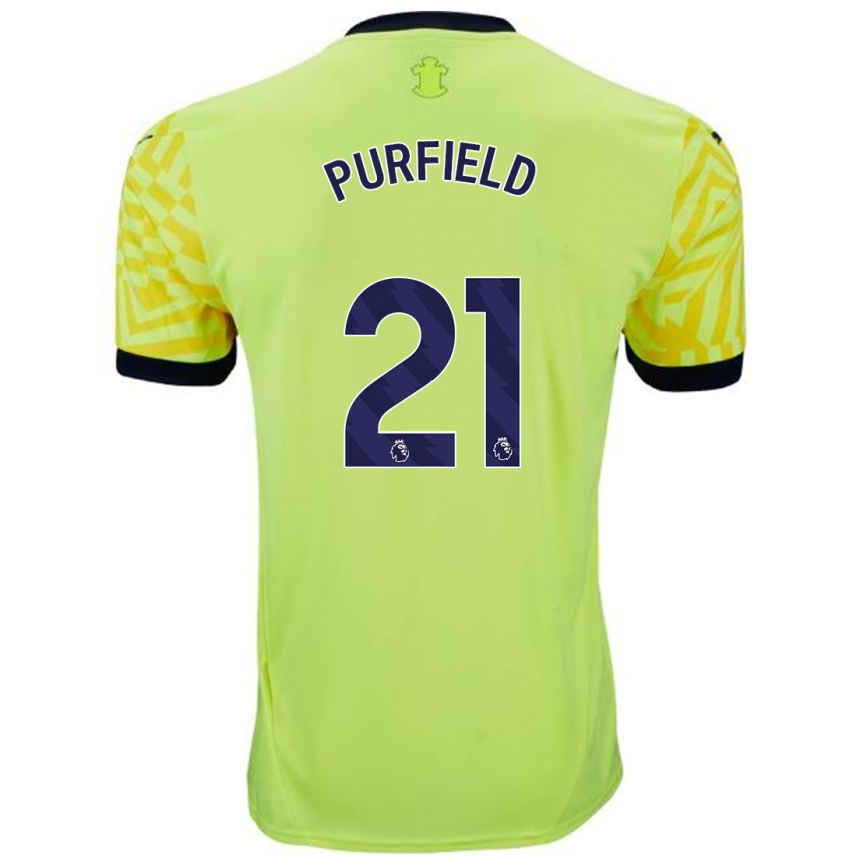 Niño Fútbol Camiseta Jemma Purfield #21 Amarillo 2ª Equipación 2024/25 Perú