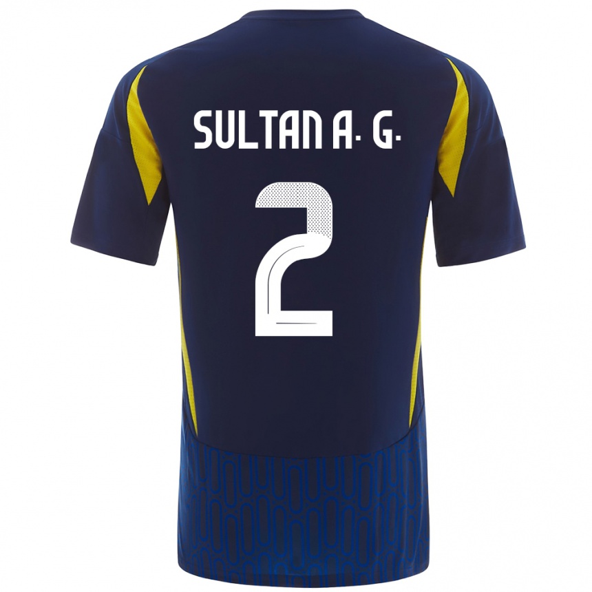 Niño Fútbol Camiseta Sultan Al-Ghannam #2 Azul Amarillo 2ª Equipación 2024/25 Perú