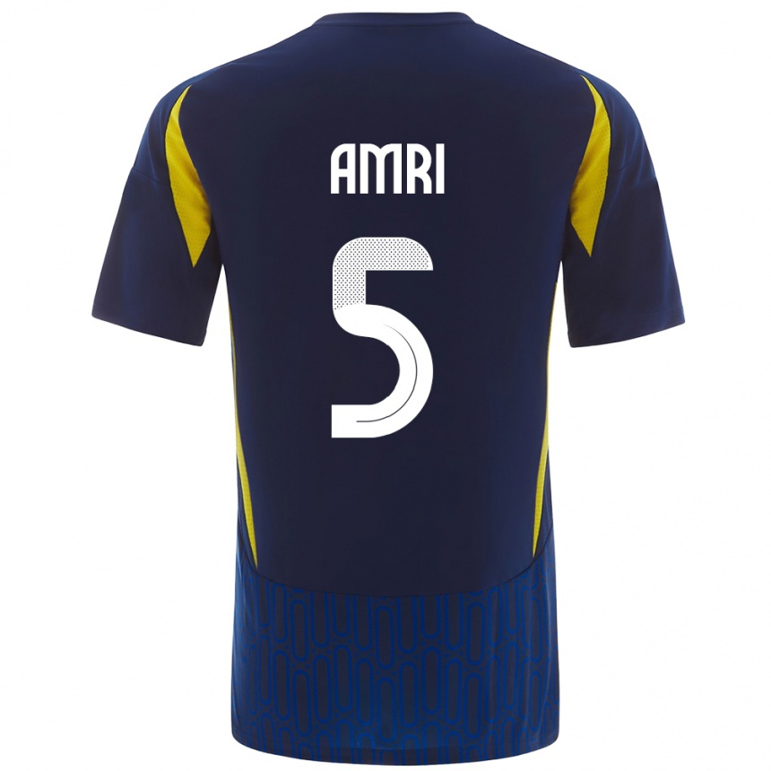 Niño Fútbol Camiseta Abdulelah Al-Amri #5 Azul Amarillo 2ª Equipación 2024/25 Perú