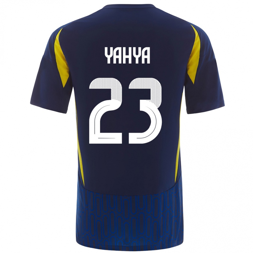 Niño Fútbol Camiseta Ayman Yahya #23 Azul Amarillo 2ª Equipación 2024/25 Perú