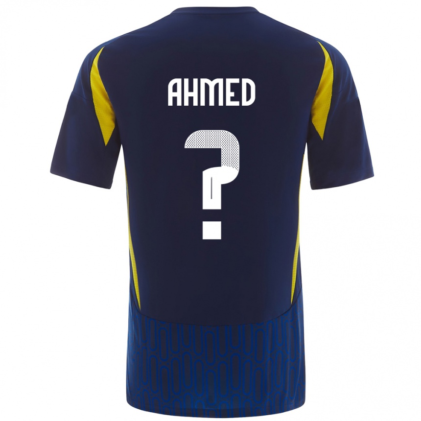 Niño Fútbol Camiseta Al Anood Ahmed #0 Azul Amarillo 2ª Equipación 2024/25 Perú