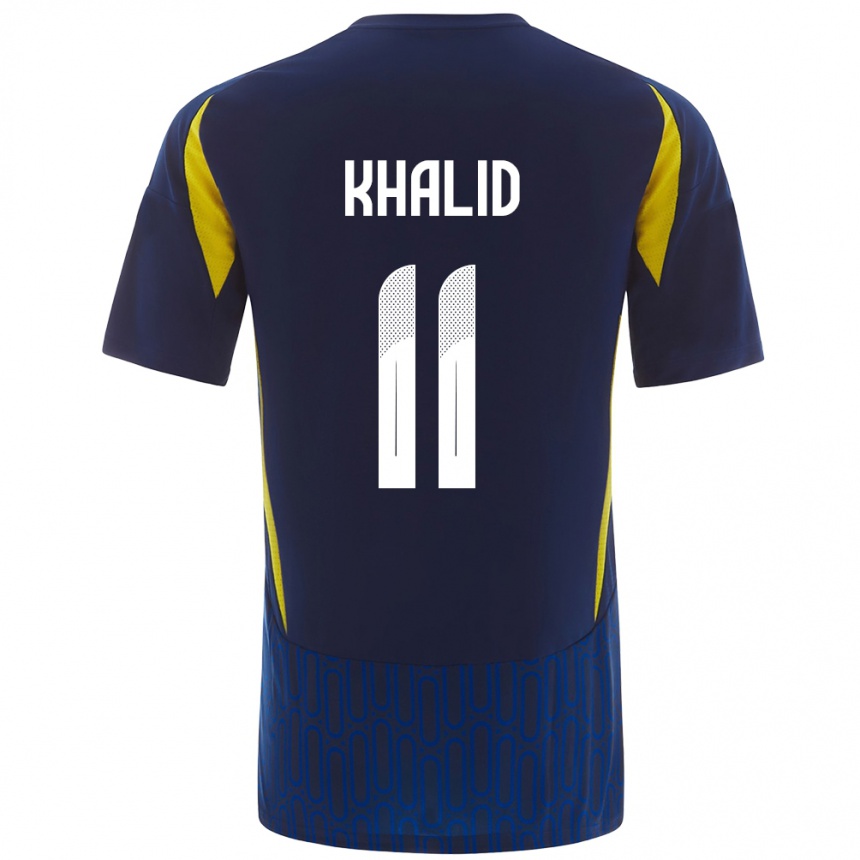 Niño Fútbol Camiseta Khalid Al-Ghannam #11 Azul Amarillo 2ª Equipación 2024/25 Perú