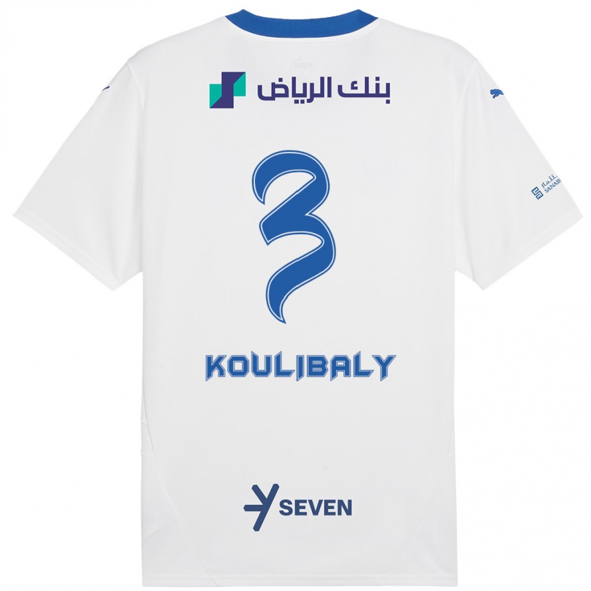 Niño Fútbol Camiseta Kalidou Koulibaly #3 Blanco Azul 2ª Equipación 2024/25 Perú