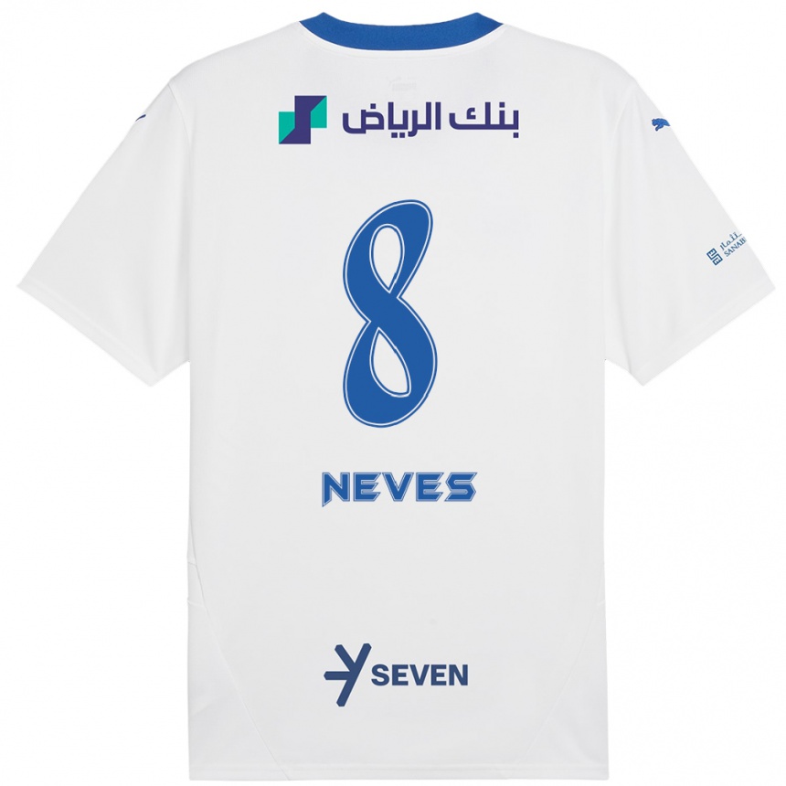 Niño Fútbol Camiseta Rúben Neves #8 Blanco Azul 2ª Equipación 2024/25 Perú