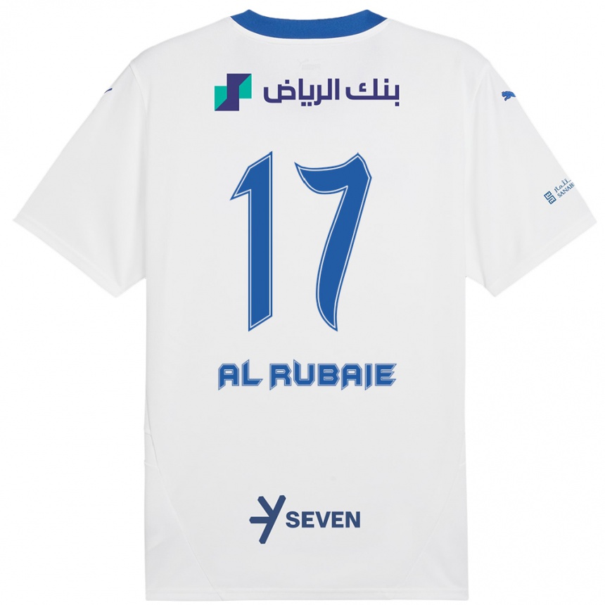 Niño Fútbol Camiseta Mohammed Al-Rubaie #17 Blanco Azul 2ª Equipación 2024/25 Perú