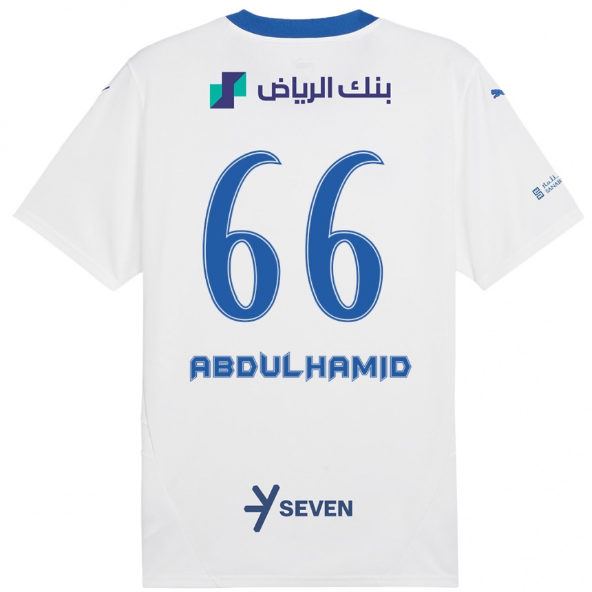 Niño Fútbol Camiseta Saud Abdulhamid #66 Blanco Azul 2ª Equipación 2024/25 Perú