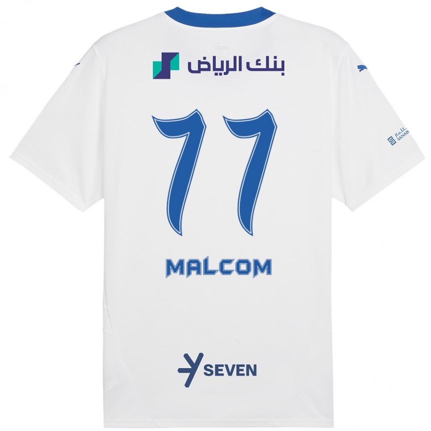 Niño Fútbol Camiseta Malcom #77 Blanco Azul 2ª Equipación 2024/25 Perú