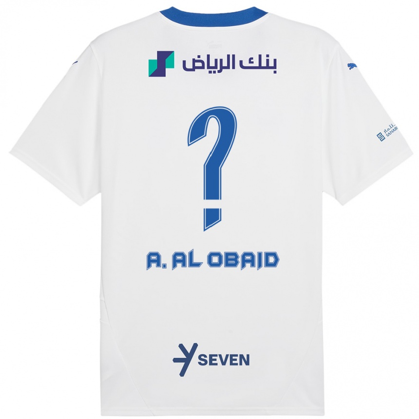 Niño Fútbol Camiseta Abdulrahman Al-Obaid #0 Blanco Azul 2ª Equipación 2024/25 Perú