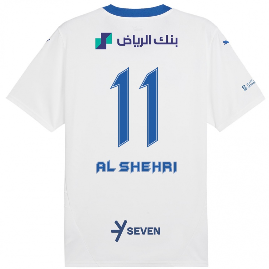 Niño Fútbol Camiseta Saleh Al-Shehri #11 Blanco Azul 2ª Equipación 2024/25 Perú